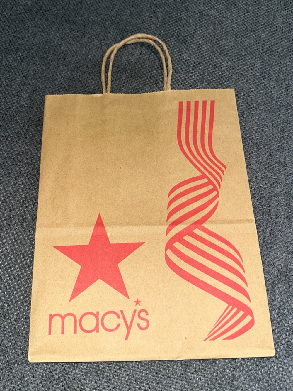 Macy's Kraft gift Bag with Red Star and Stripe Design